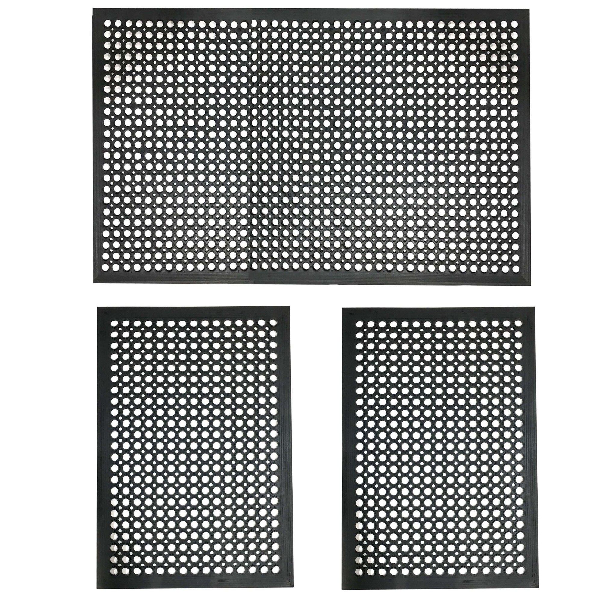Buffalo Tools Industrial Rubber Mat Set — 3-Piece, Slip-Resistant, Perforated Surface, Model# RMATKIT